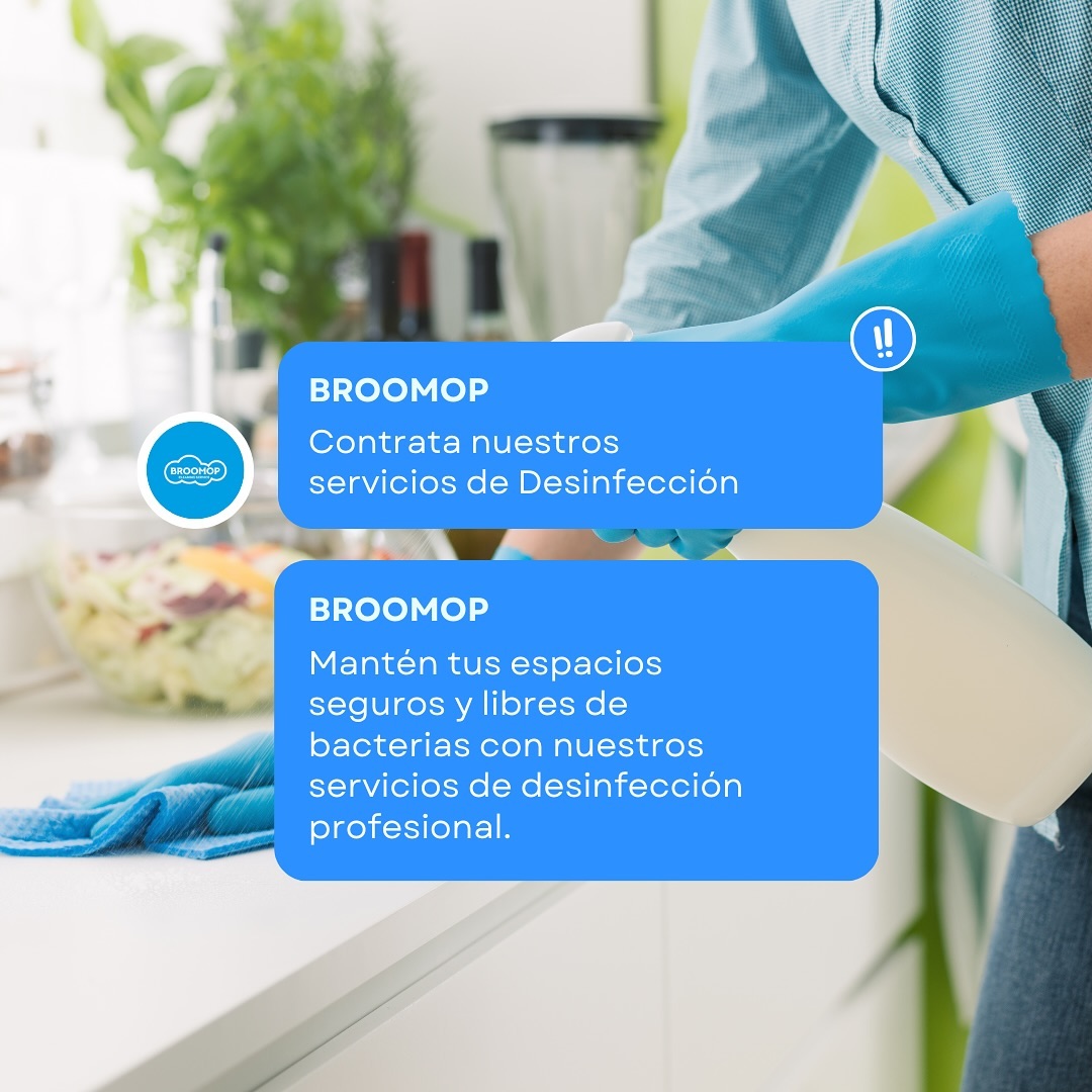 Afiche de Broomop sobre su servicio de desinfección